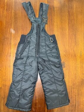 Kids Black Insulated Snow Overalls with Adjustable Straps